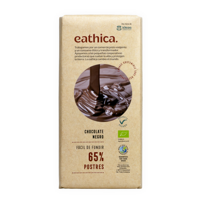 Xocolata Bio Negra  65% per fondre 200 g