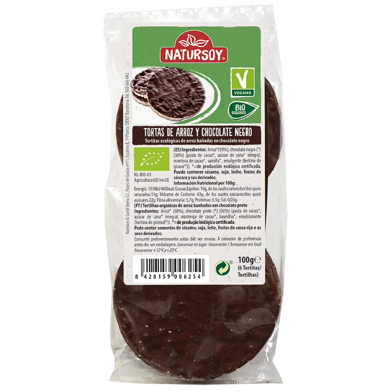 Natursoy - Tortes d'arròs xocolata negra