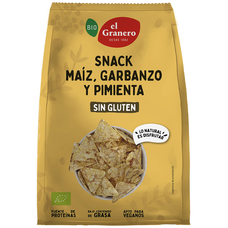 Snack de blat de moro,cigró i pebre bo S/G El Granero 60g
