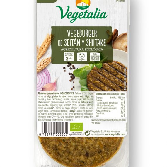 Vegetalia -vegeburguers 4 UN. seitan i shitake 320g