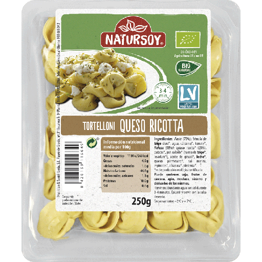 Natursoy - Tortelloni formatge ricotta 250 g