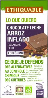 Xocolata amb llet i arròs inflat 100 g - Ethiquable