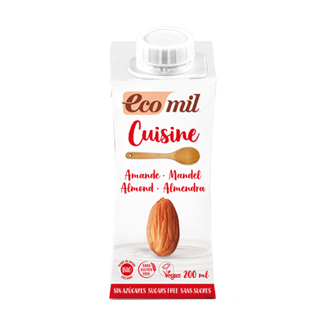 Ecomil - Crema d´ametlla per cuinar sense sucre 200 ml