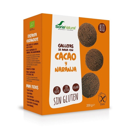 Sorianatural- galetes civada, cacau i taronja sense gluten 125g