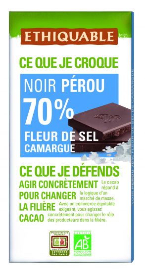 Xocolata Negra 70% Perú flor de sal BIO 100 gr