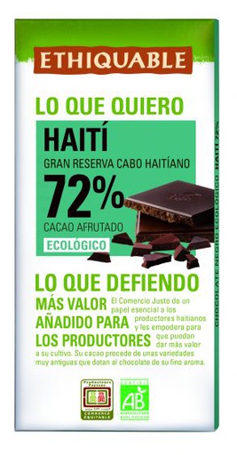 Xocolata negra Bio Haití 72% cacau 100 g